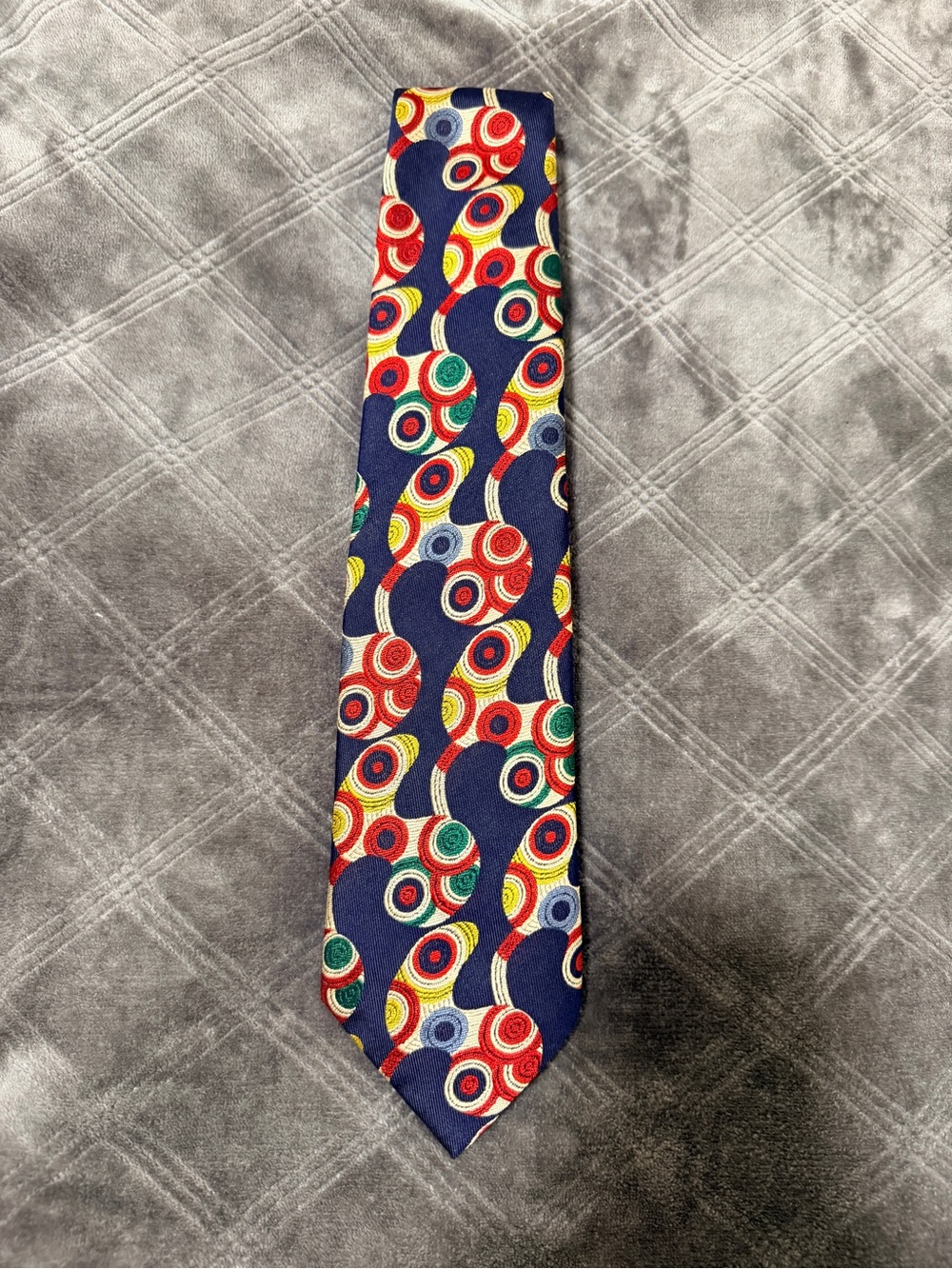 Vintage Bullock & Jones Geometric Pattern Silk Neck Tie Multi-Color Retro Design